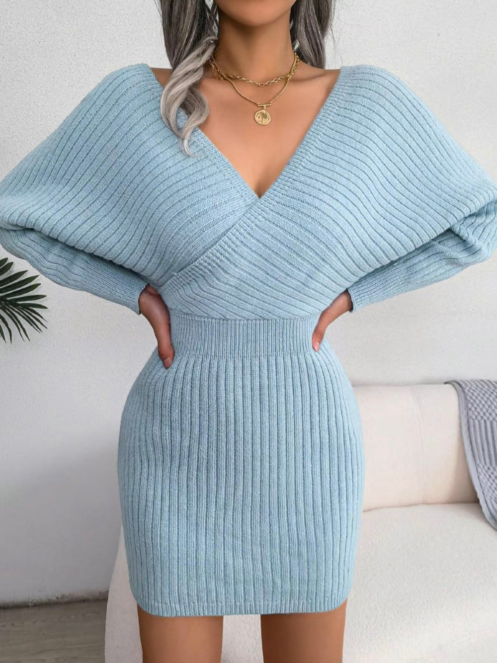 Chloe V-Neck Knit Dress