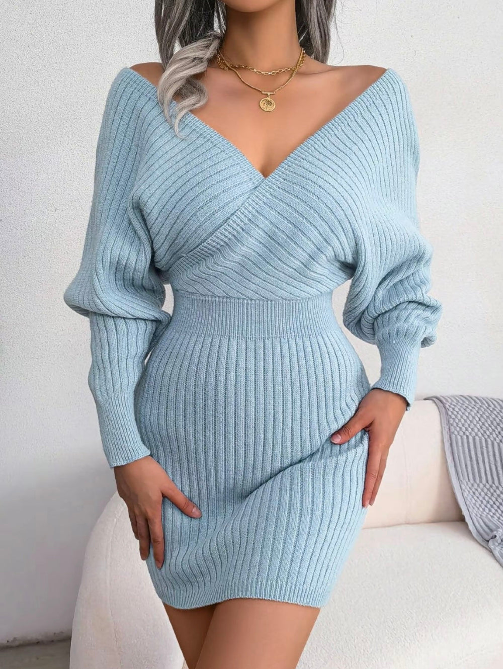 Chloe V-Neck Knit Dress