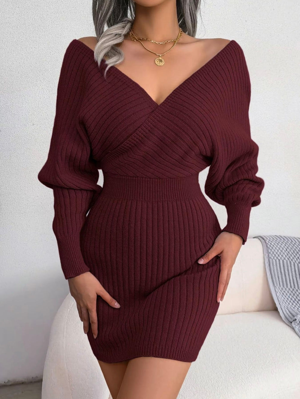 Chloe V-Neck Knit Dress