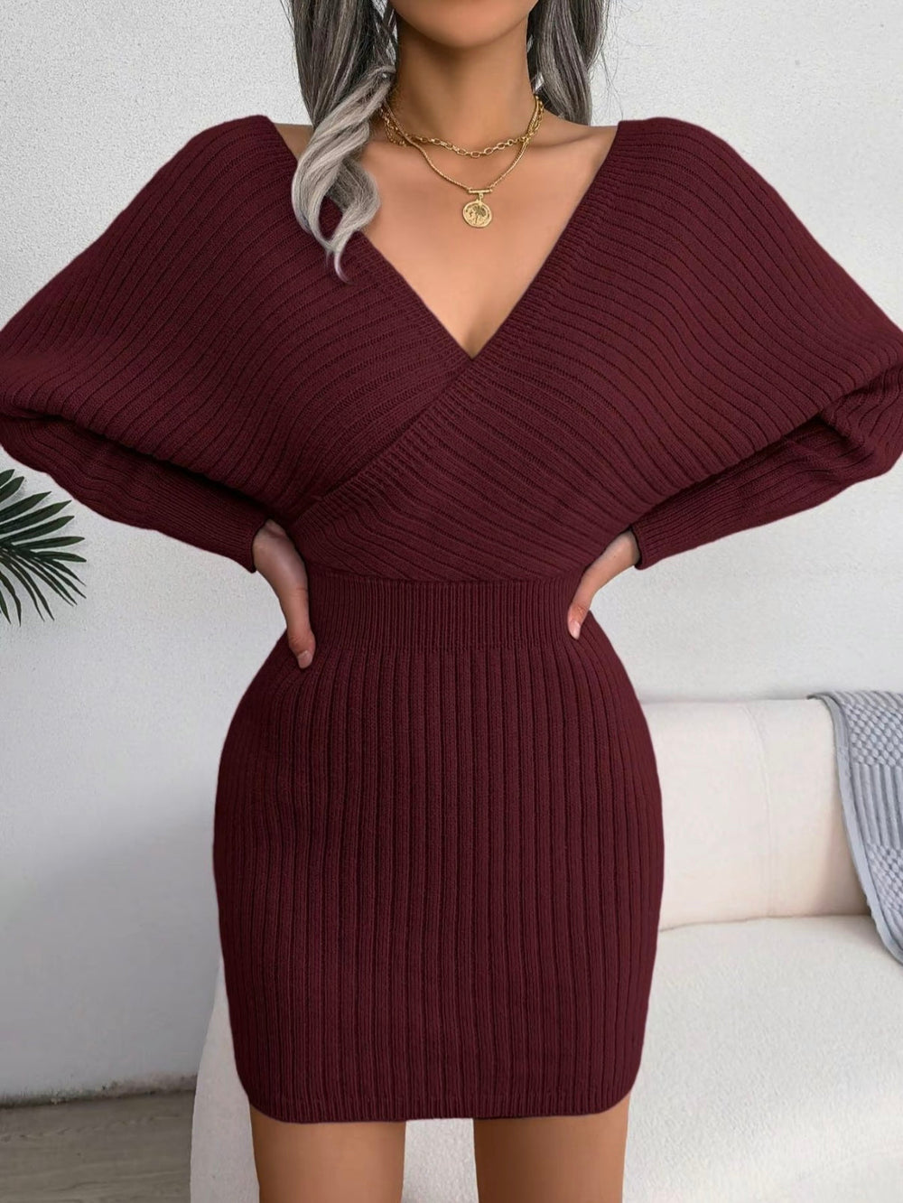 Chloe V-Neck Knit Dress