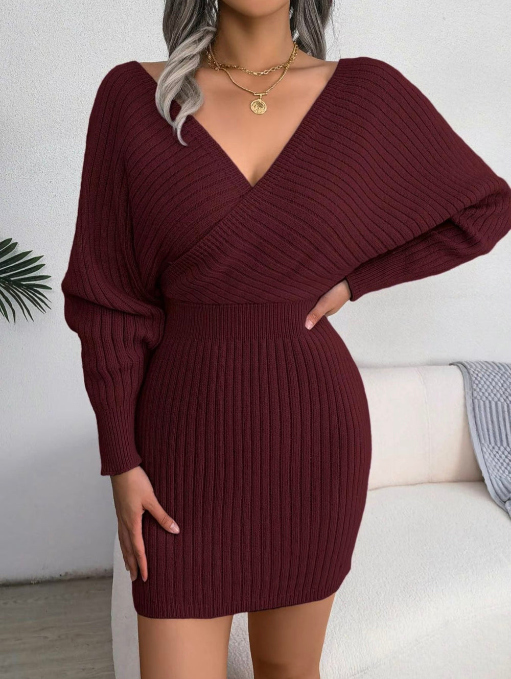 Chloe V-Neck Knit Dress