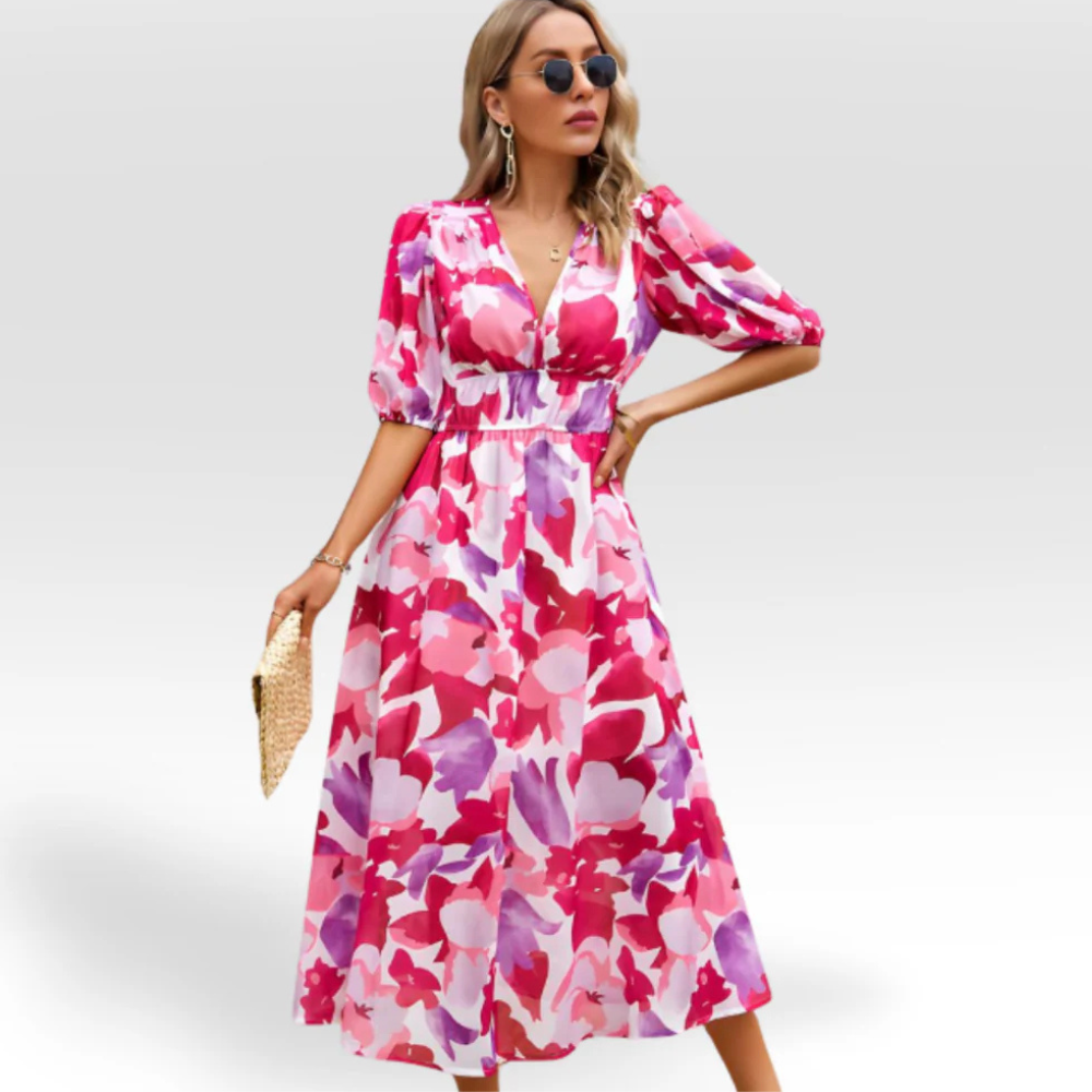 Elizabeth Relaxed V-Neck Midi Dress for Every Occasion