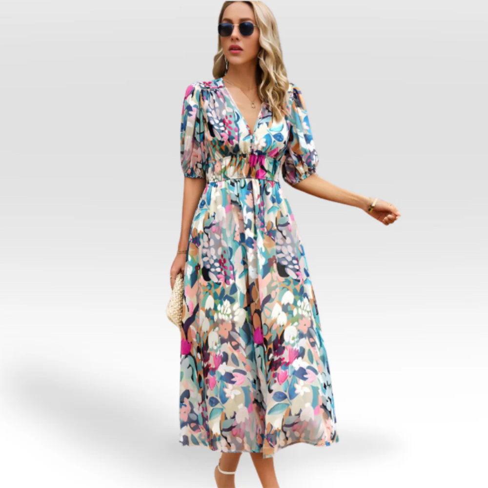 Elizabeth Relaxed V-Neck Midi Dress for Every Occasion