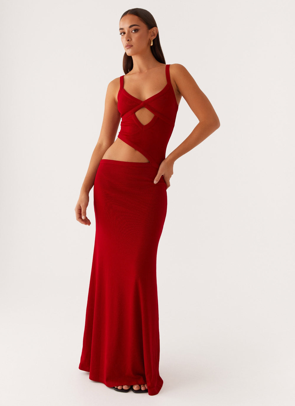 Veltrixon Knit Maxi Dress with Cut-Outs for Summer Nights