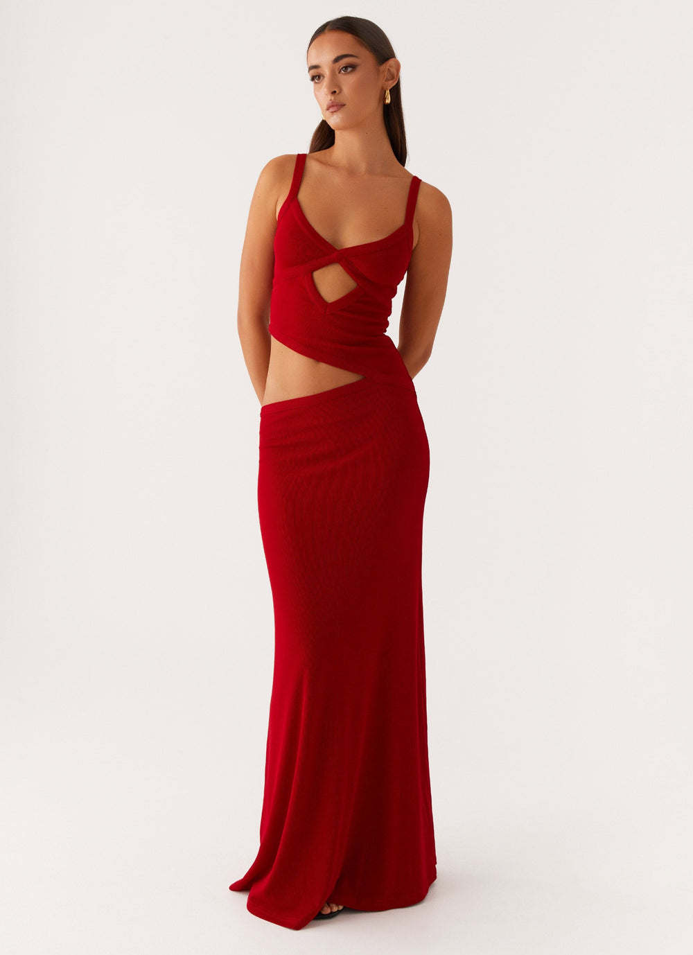 Veltrixon Knit Maxi Dress with Cut-Outs for Summer Nights