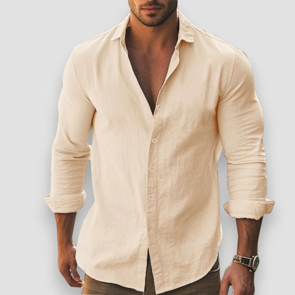 Jonathan Lightweight Long-Sleeve Cotton-Linen Shirt