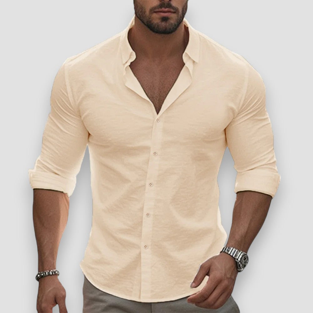 Jonathan Lightweight Long-Sleeve Cotton-Linen Shirt