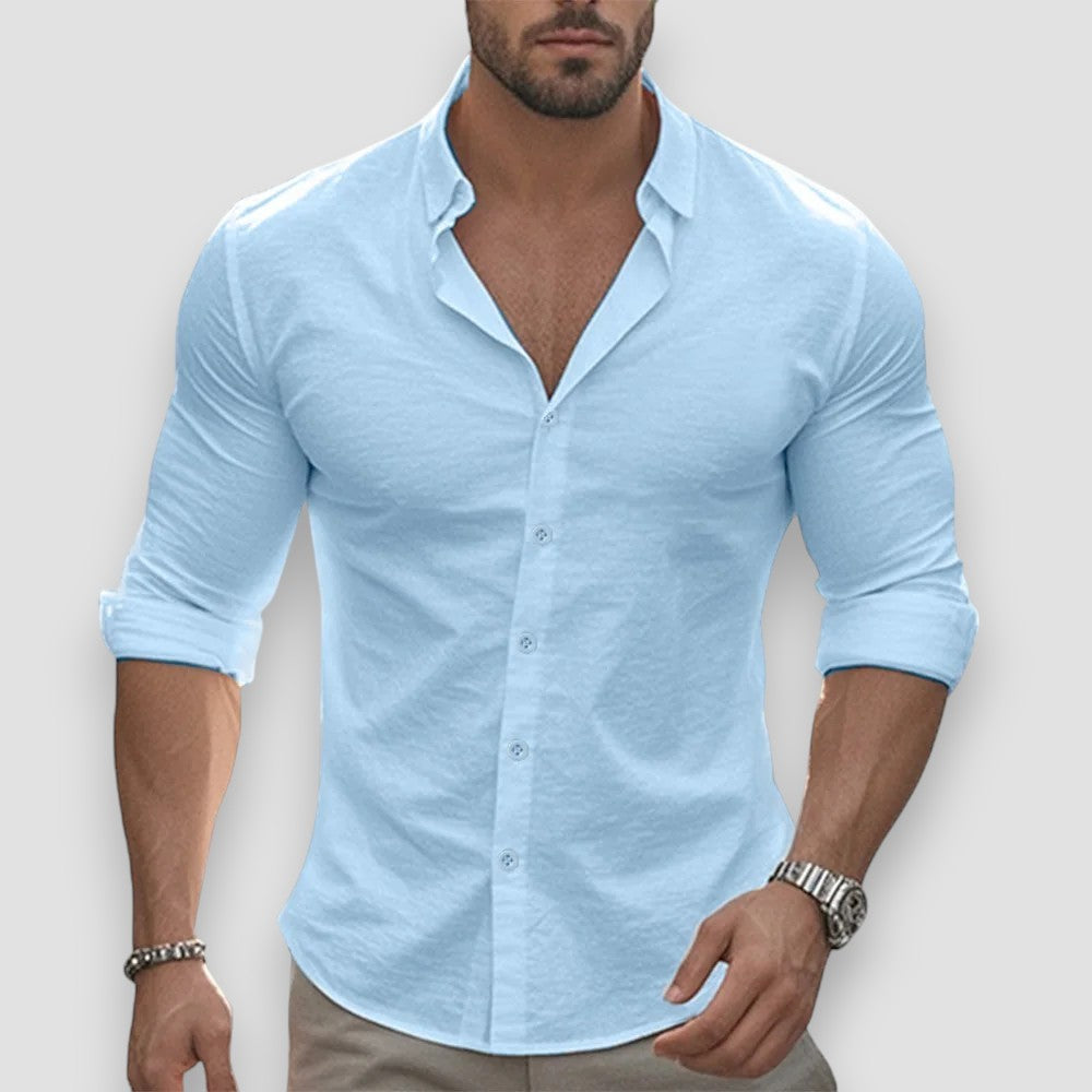 Jonathan Lightweight Long-Sleeve Cotton-Linen Shirt