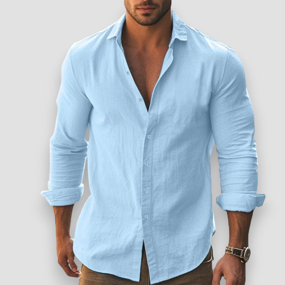 Jonathan Lightweight Long-Sleeve Cotton-Linen Shirt