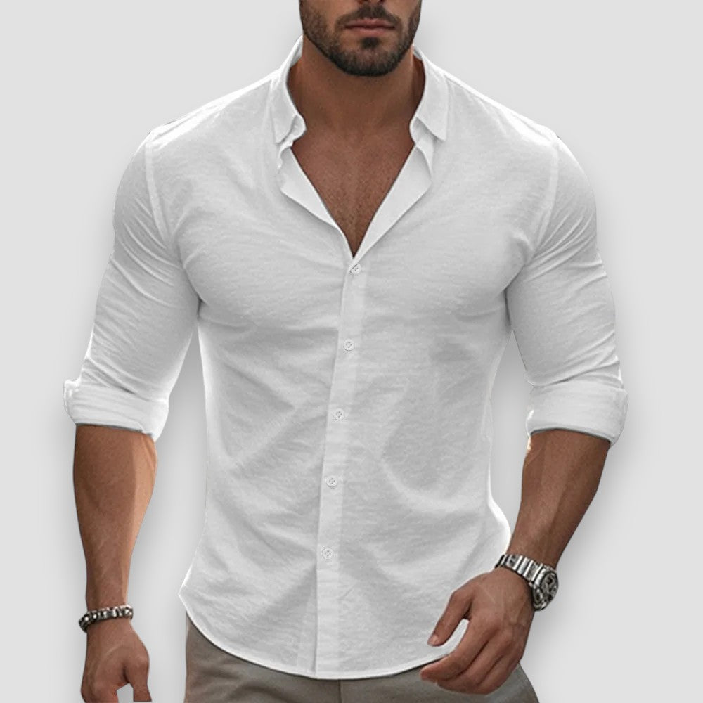 Jonathan Lightweight Long-Sleeve Cotton-Linen Shirt