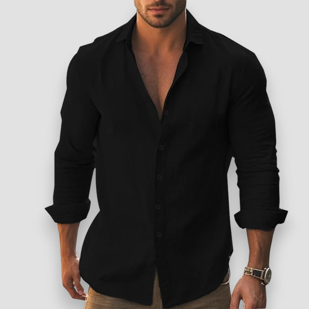 Jonathan Lightweight Long-Sleeve Cotton-Linen Shirt