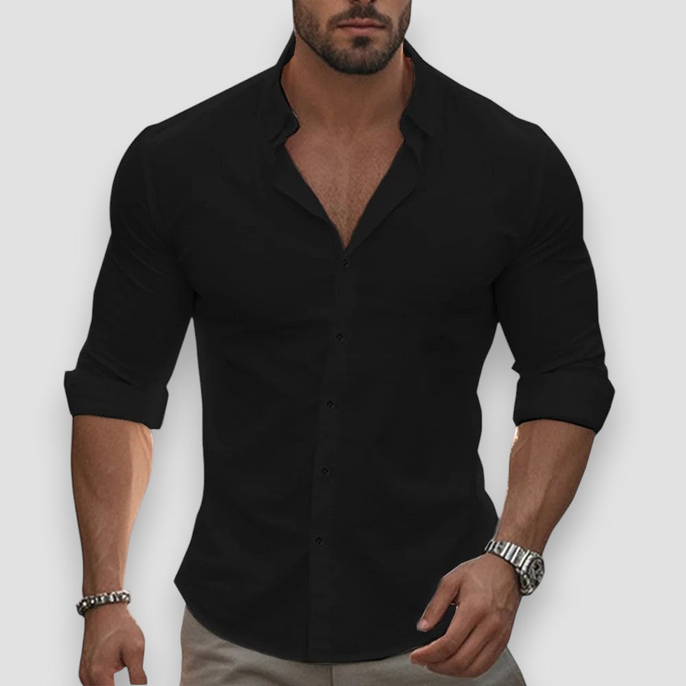 Jonathan Lightweight Long-Sleeve Cotton-Linen Shirt