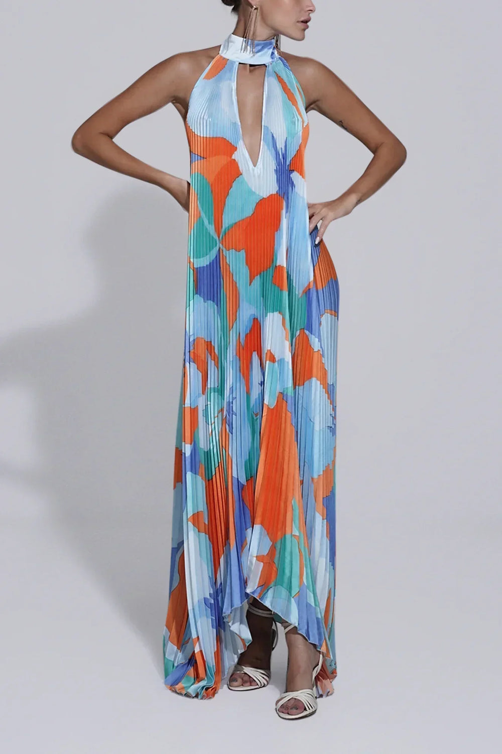 Shalia Halter Pleated Dress