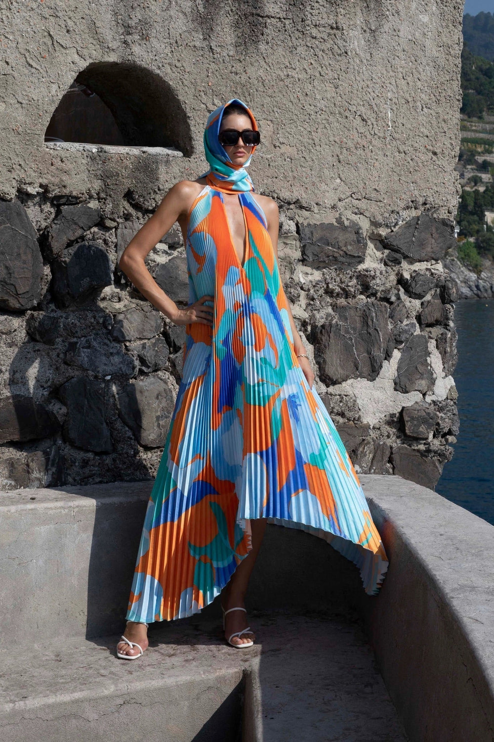 Shalia Halter Pleated Dress