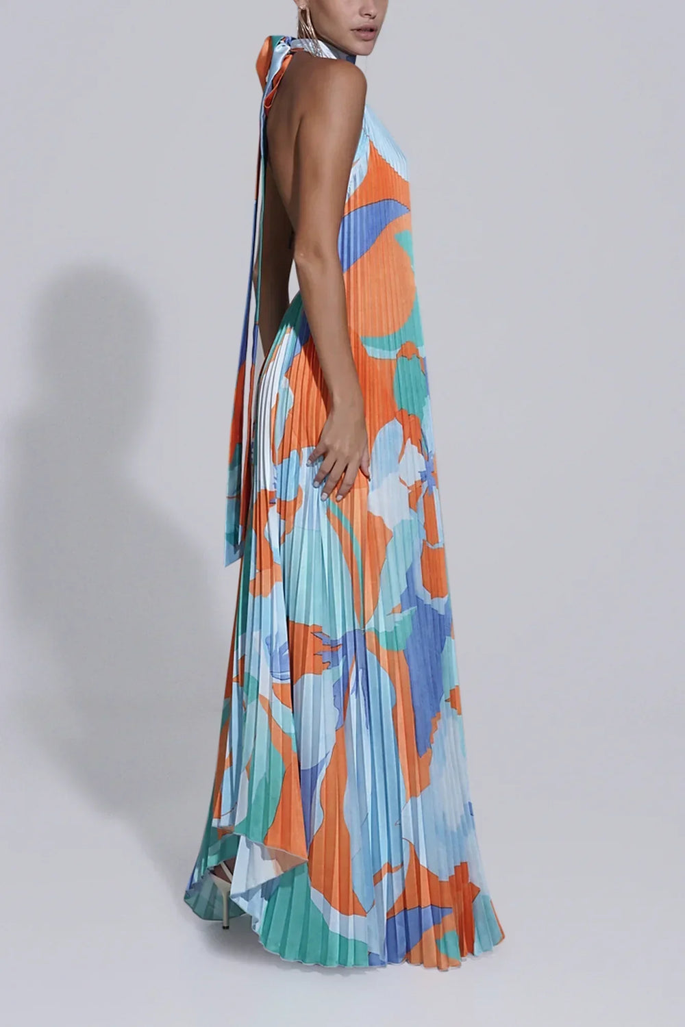 Shalia Halter Pleated Dress