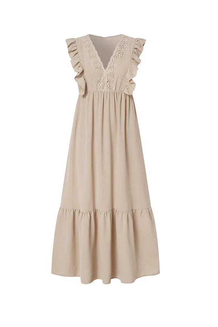 Blanca Lace V-Neck Ruffle Maxi Dress for Occasions