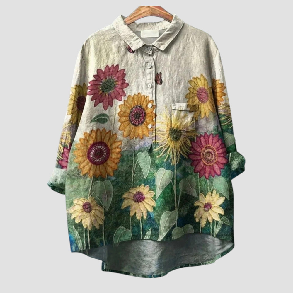 Liana Bold-Print Button Shirt