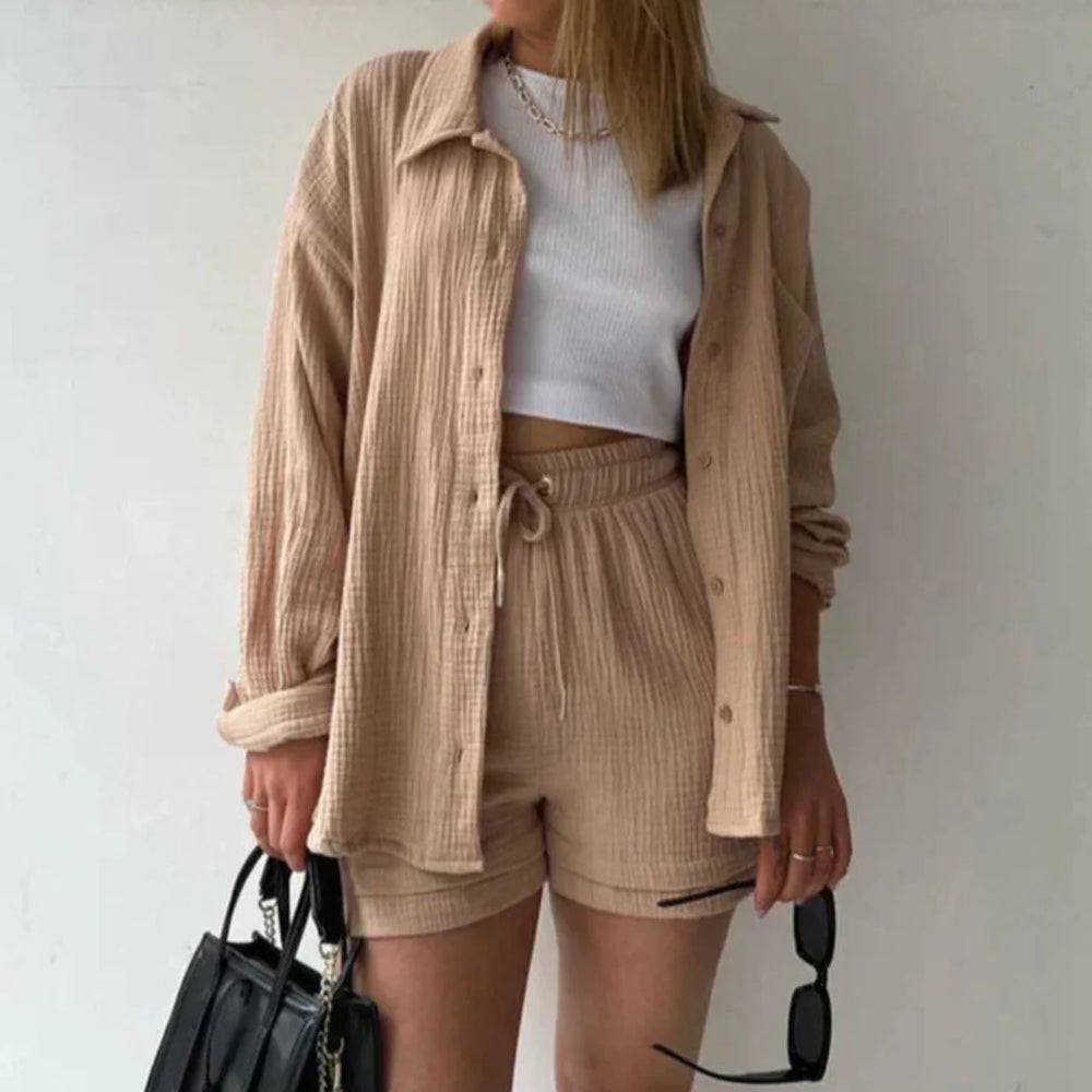 Elara Soft Cotton Shirt & Shorts Set