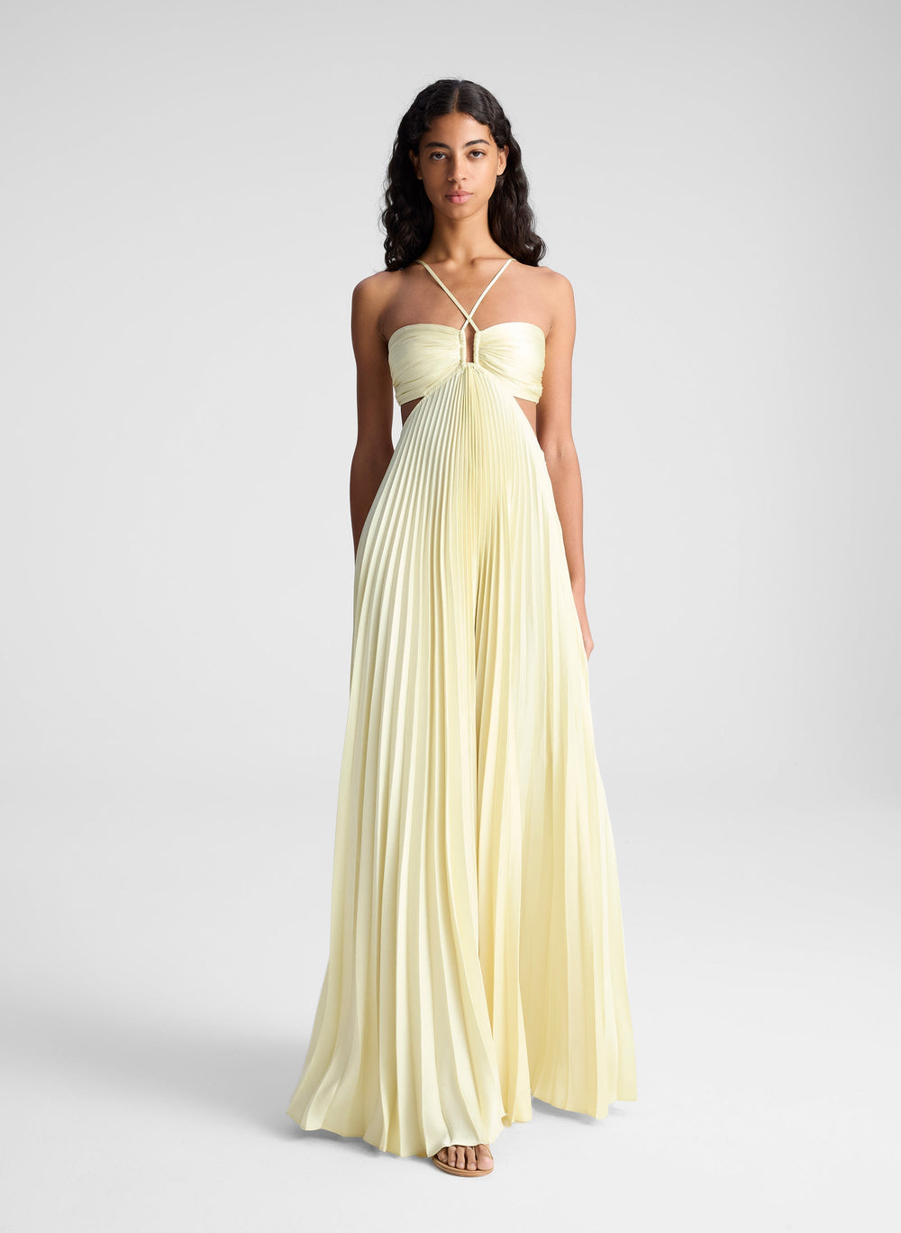 Sienna Pleated Sunrise Evening Gown with Cutout Detail