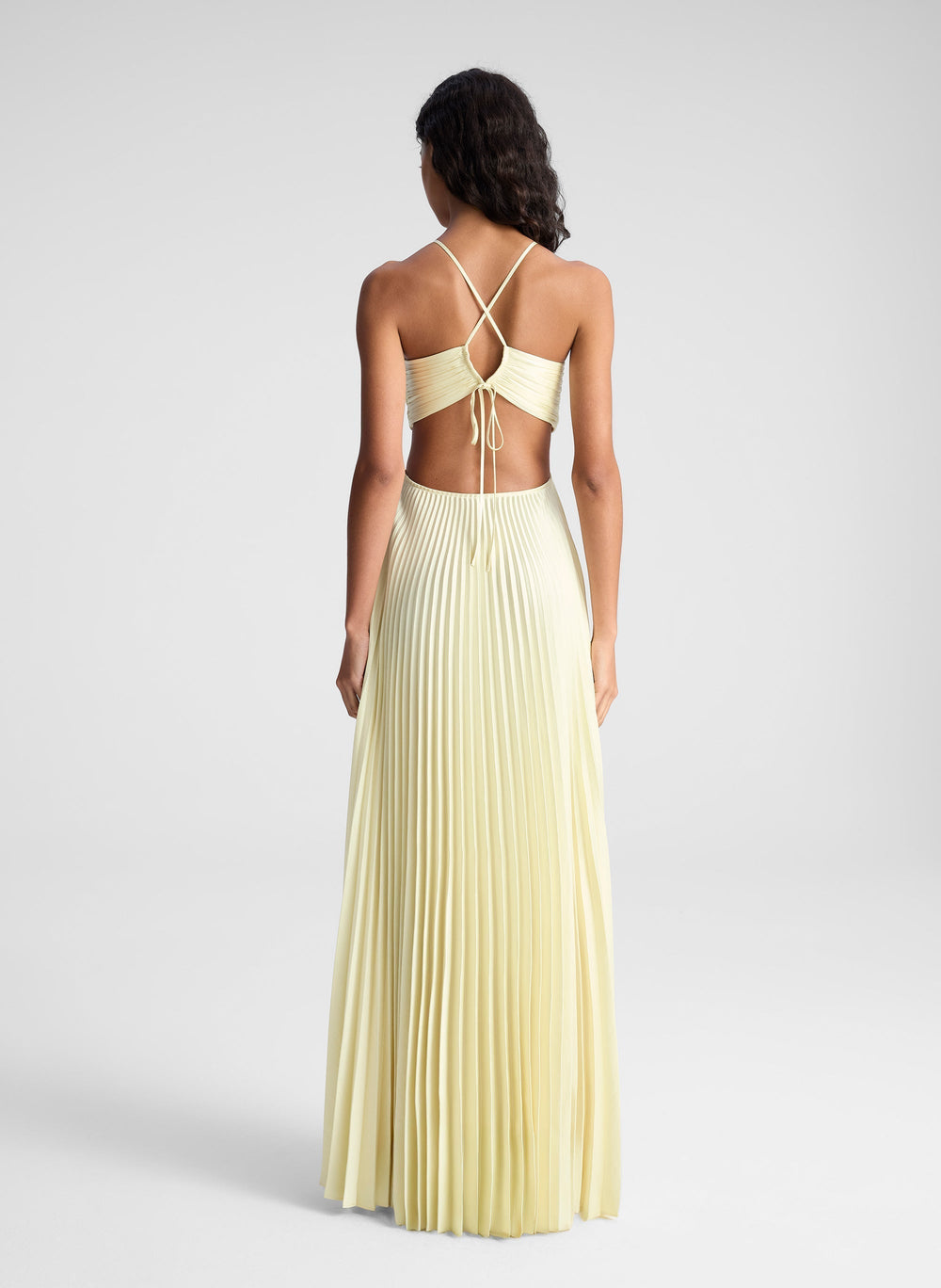 Sienna Pleated Sunrise Evening Gown with Cutout Detail