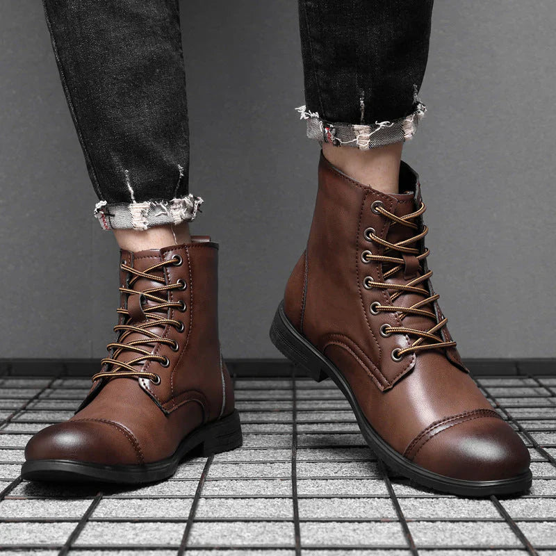 Mateo Faux Leather Cushioned Rubber Sole Ankle Boots