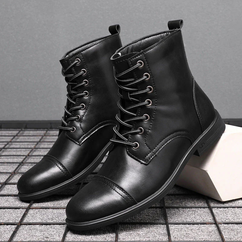 Mateo Faux Leather Cushioned Rubber Sole Ankle Boots