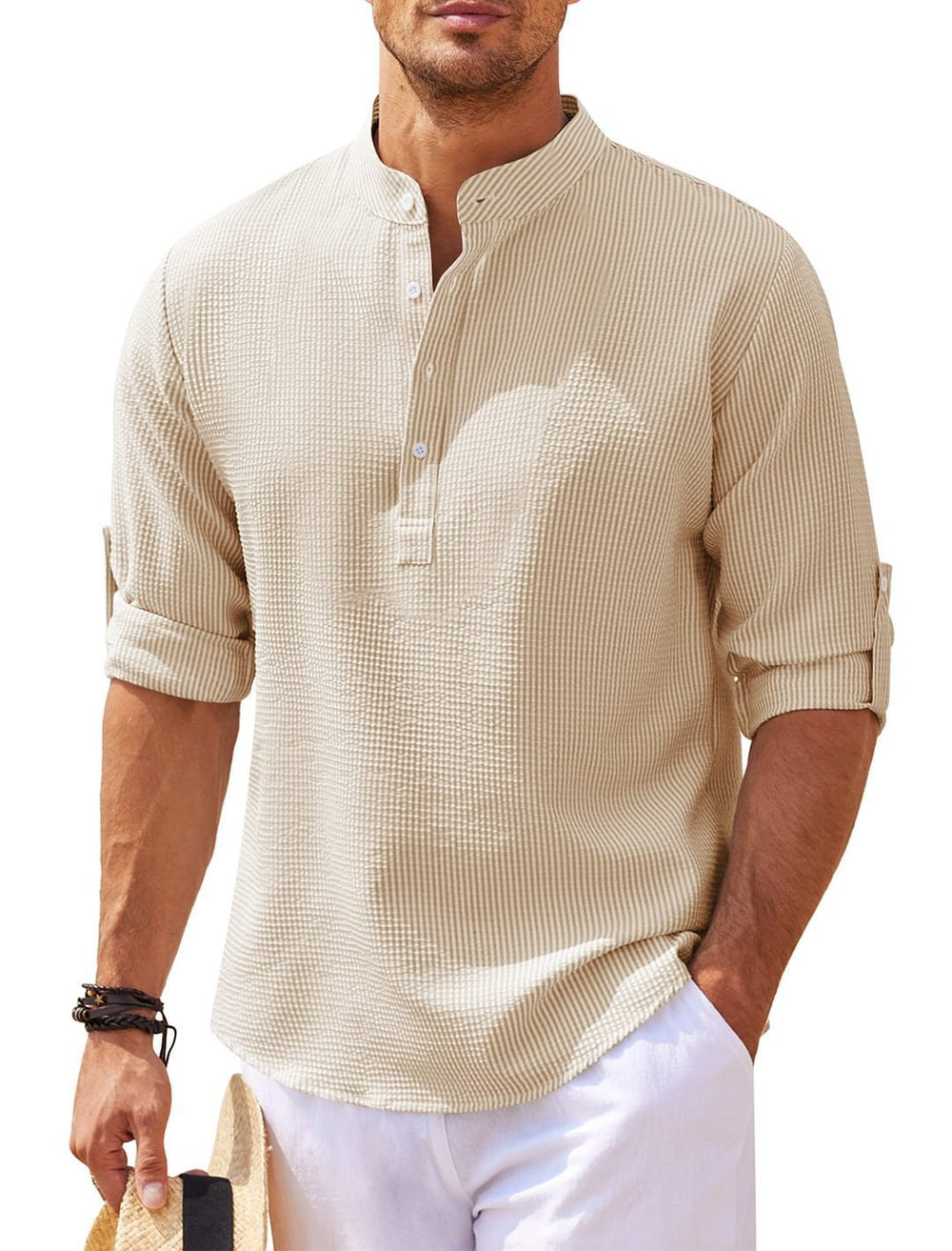 Viktor Breathable Cotton 3/4-Sleeve Shirt for Summer