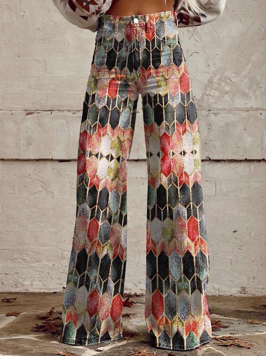 Sarah Striped Wide-Leg Vintage Pants for Women's Fashion Style