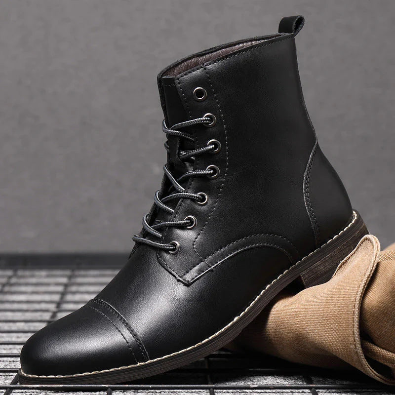 Mateo Faux Leather Cushioned Rubber Sole Ankle Boots