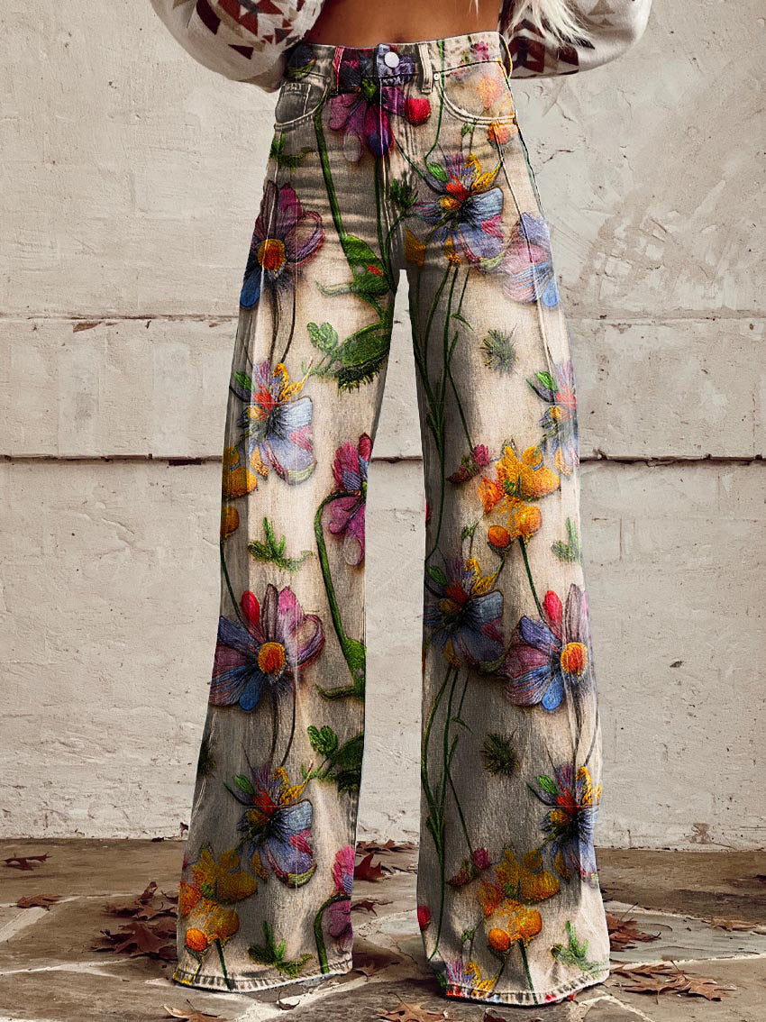 Sarah Striped Wide-Leg Vintage Pants for Women's Fashion Style