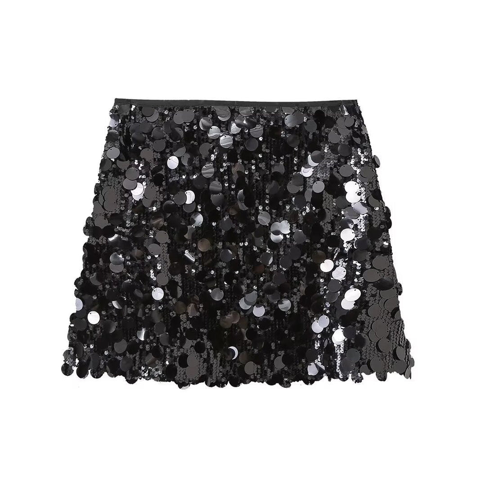 Londyn Glitzernder schwarzer Pailletten-Minirock