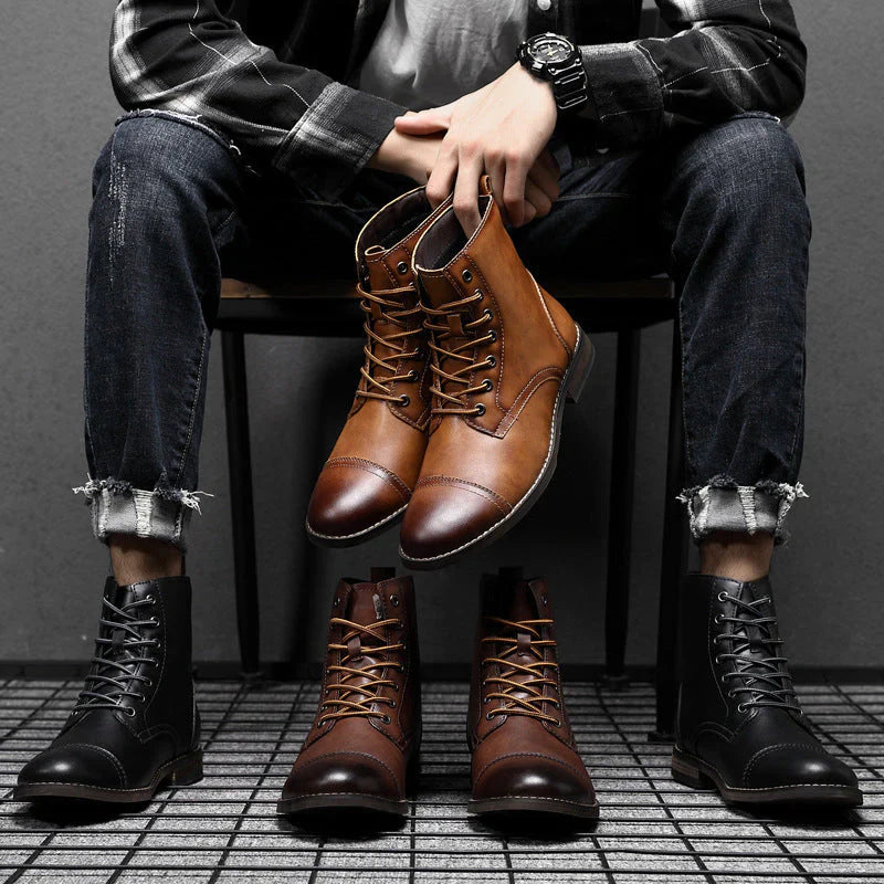 Mateo Faux Leather Cushioned Rubber Sole Ankle Boots