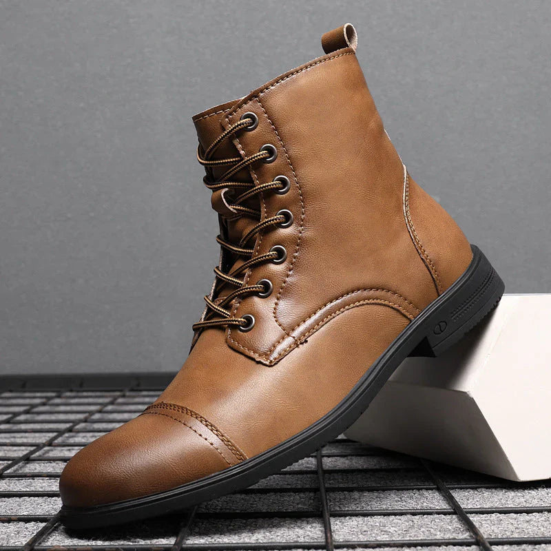 Mateo Faux Leather Cushioned Rubber Sole Ankle Boots