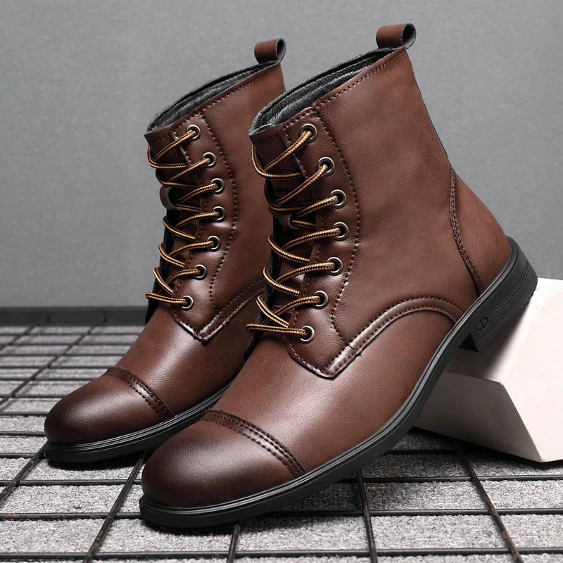 Mateo Faux Leather Cushioned Rubber Sole Ankle Boots