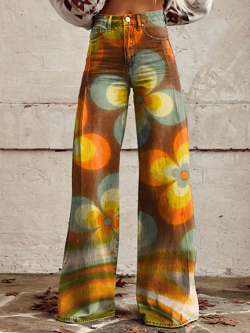 Sarah Striped Wide-Leg Vintage Pants for Women's Fashion Style