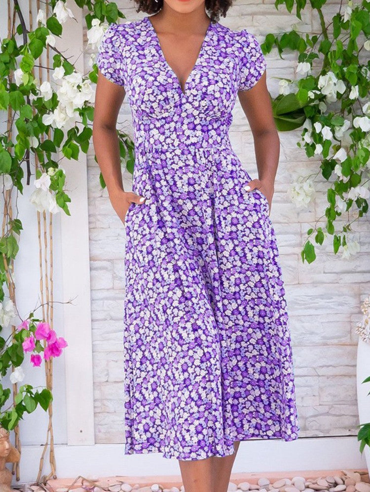 Lunissa Chic Button Midi Dress