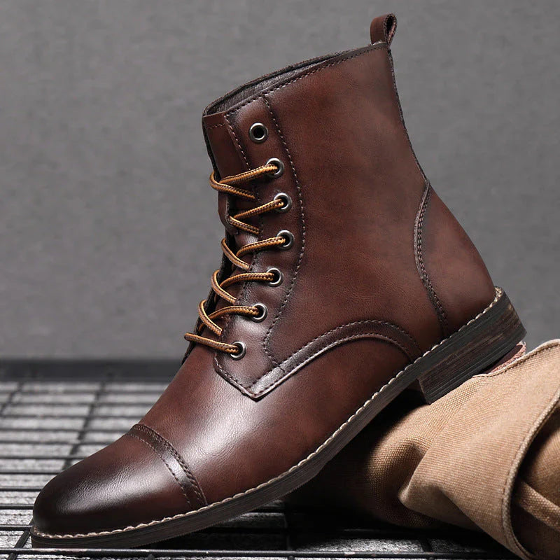 Mateo Faux Leather Cushioned Rubber Sole Ankle Boots