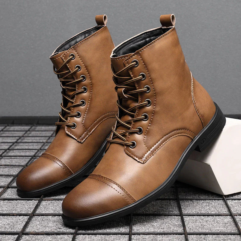 Mateo Faux Leather Cushioned Rubber Sole Ankle Boots