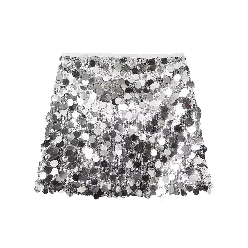 Londyn Glitzernder schwarzer Pailletten-Minirock