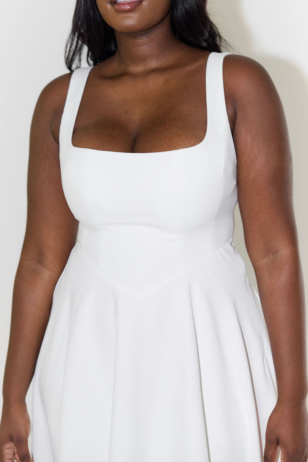 Yara-Belle High-Waist Square-Neck Midi Dress