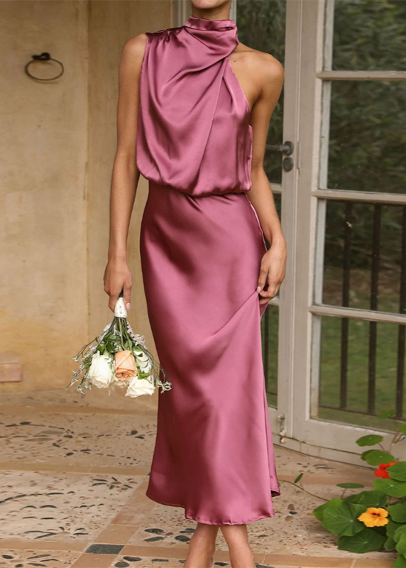 Juliana One-Shoulder Satin Dress