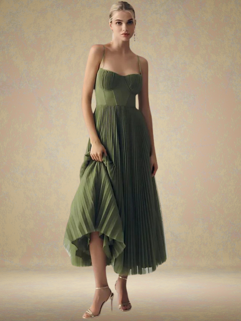 Jasira Romantic Pleated Bustier Maxi Dress