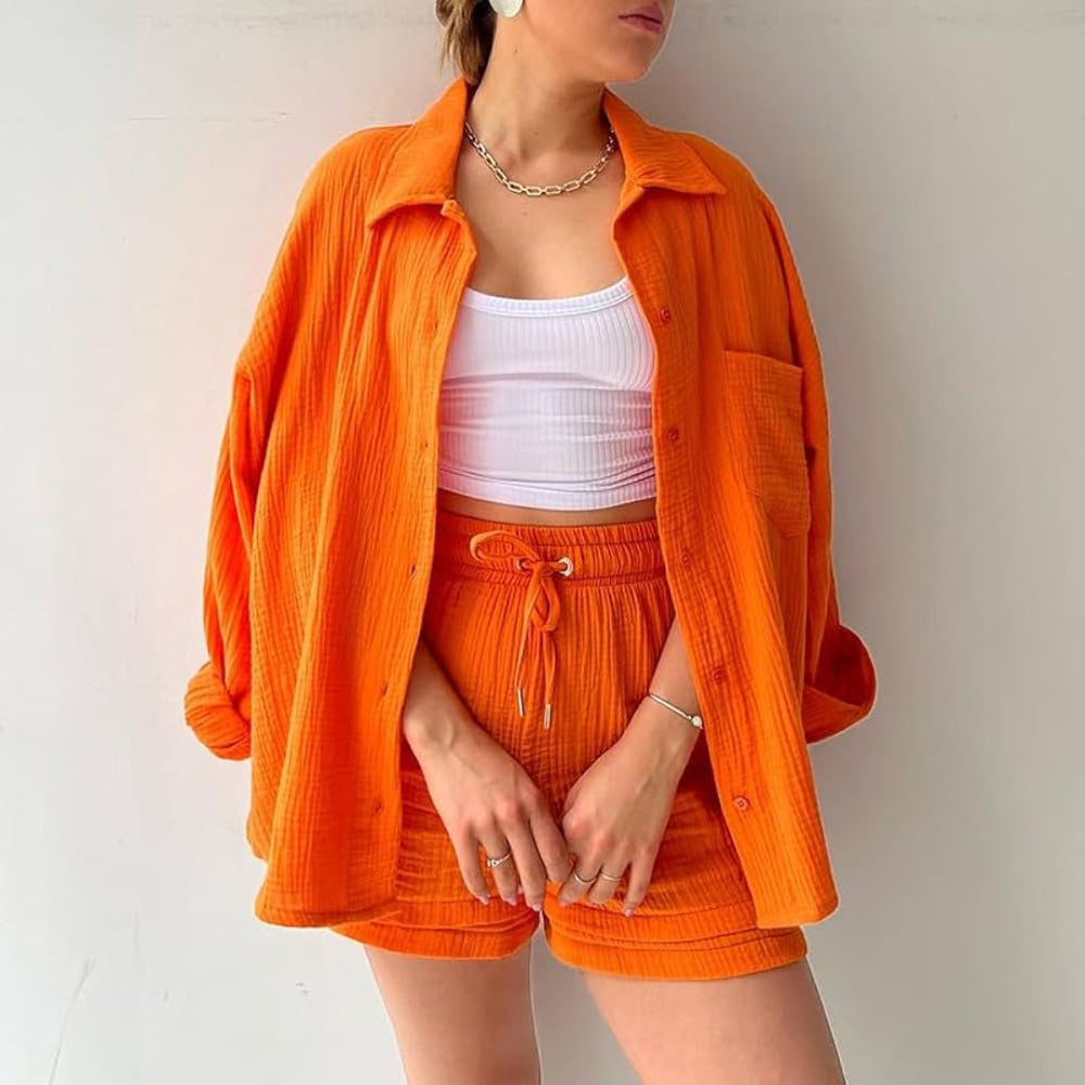 Elara Soft Cotton Shirt & Shorts Set
