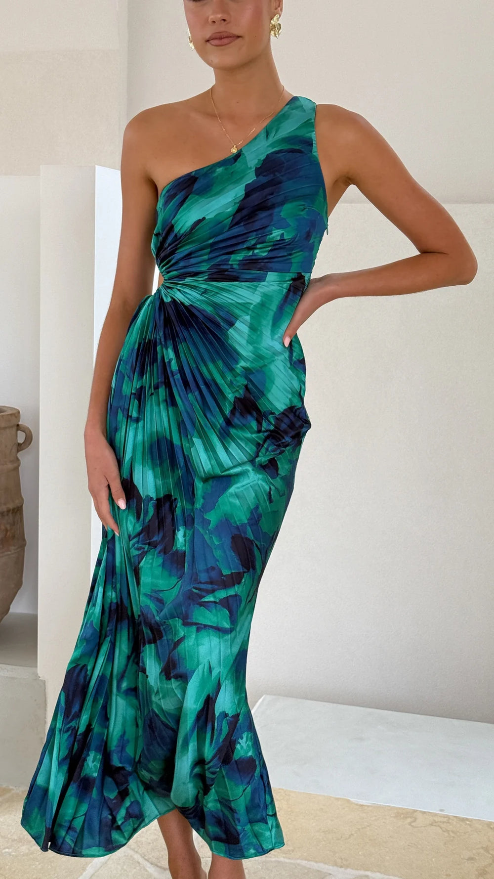 Sienna Blue Floral Cut-Out Maxi Dress