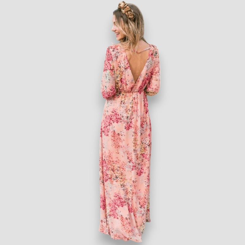 Pia Boho Floral V-Neck Maxi Dress