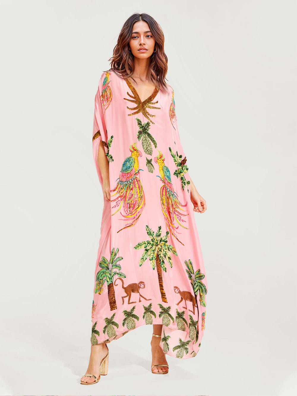 Elvara Tropical Parrot Print Dress