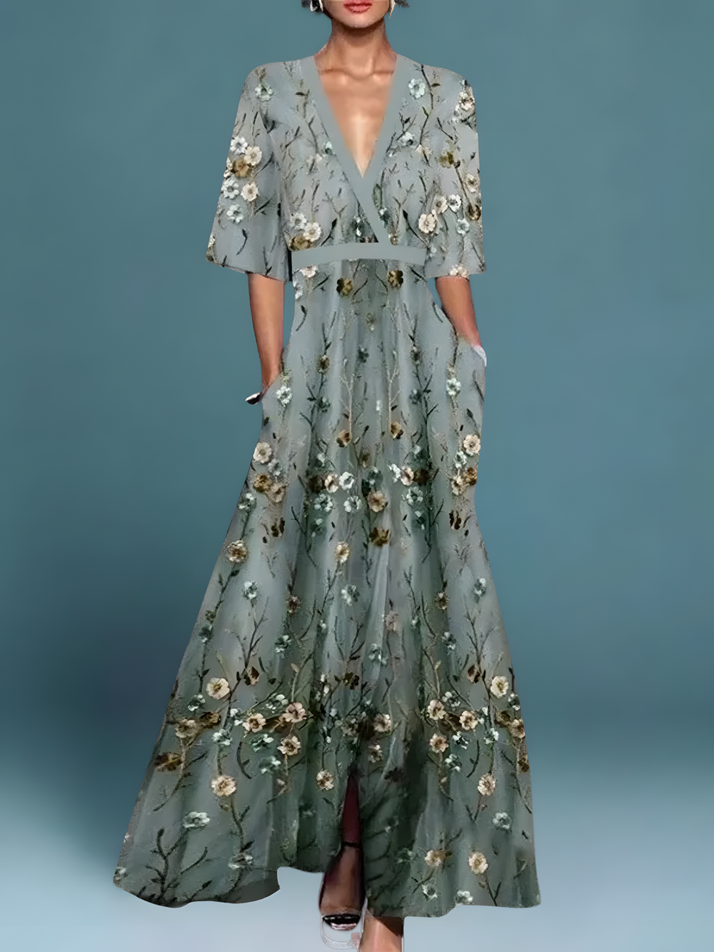 Laure Elegant Wrapdress With Floral Print