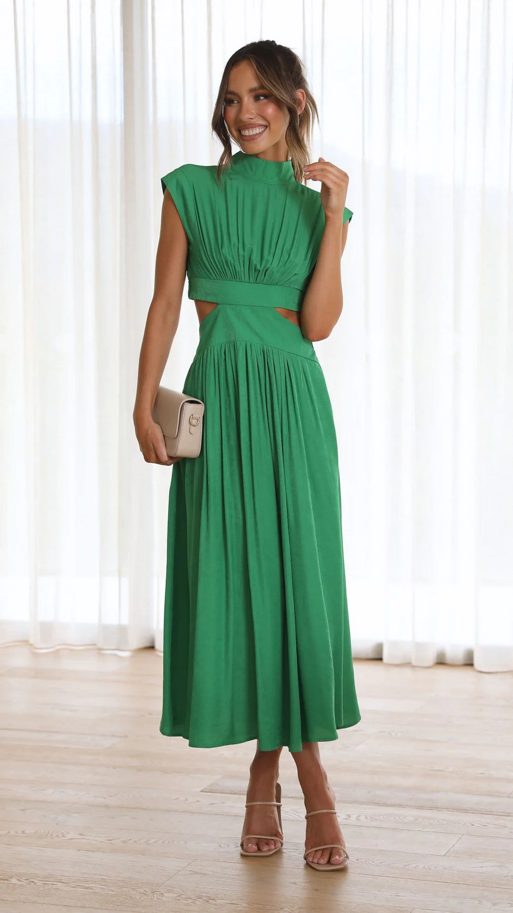 Quincy Cutout Midi Dress with Side Pockets for Summer