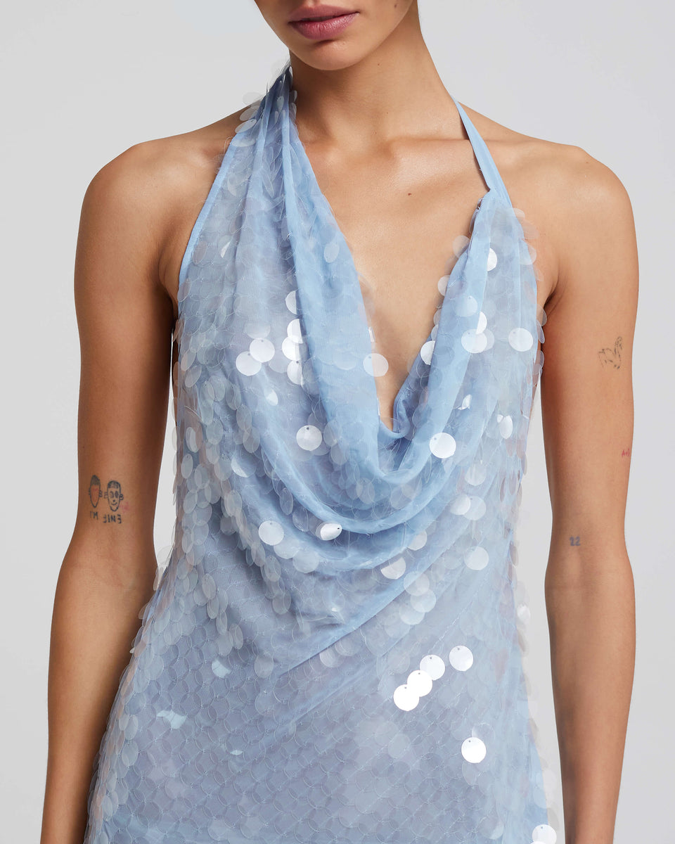 Naline Sequin Halter Maxi Dress