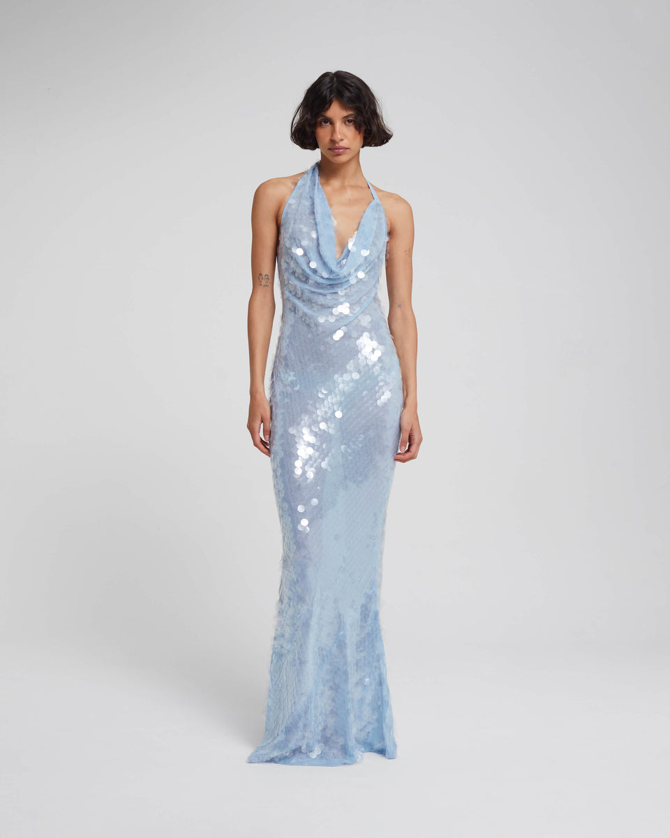 Naline Sequin Halter Maxi Dress